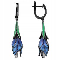 Kolczyki Wiszące Kolczyki Niebieskie Kwiaty Kolczyki MODA TRUSKY