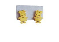 Kolczyki Wkrętki Świnka Peppa Sztyft Złota Stal