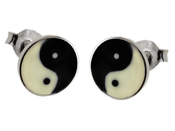 Kolczyki wkrętki yin yang symbol równowagi K2565 - FALANA