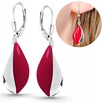 Kolczyki z koralem srebrne wiszące srebro angielskie zapięcie koral 925