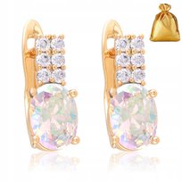 Kolczyki Ze Stali Chirurgicznej Z Cyrkoniami Złote / Pozłacane + Darmowe Dodatki 18K