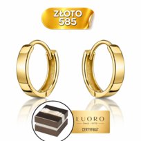 KOLCZYKI ZŁOTE 585 14K KÓŁECZKA NA KREOLU 11 MM KLASYCZNE ELEGANCKIE