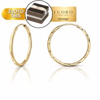 KOLCZYKI ZŁOTE 585 14K KÓŁKA DIAMENTOWANE KANCIASTE 22 MM KREOL