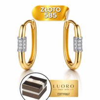 KOLCZYKI ZŁOTE 585 14K KÓŁKA Z CYRKONIAMI DELIKATNE ELEGANCKIE 13 MM