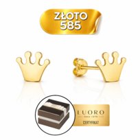 KOLCZYKI ZŁOTE 585 14K KORONA GŁADKA SZTYFT 7,5X5 MM ELEGANCKIE