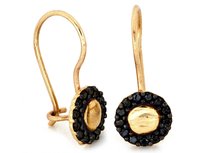Kolczyki Złote 585 Na Biglu Okrągłe Z Czarnymi Cyrkoniami 0.96G