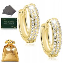 KOLCZYKI ZŁOTE DLA DZIEWCZYNKI KÓŁKA Z CYRKONIAMI 925/585 PREZENT 1,4 CM