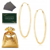 Kolczyki Złote Koła Duże 5 Cm Próba 925 Prezent Dla Kobiety, Córki + Gratis Golden Celebrity