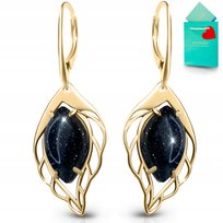 Kolczyki złote noc kairu kamień srebrne pozłacane wiszące angielskie 925