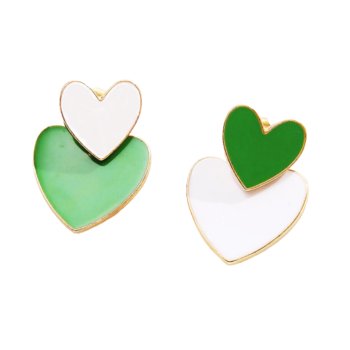 Kolczyki złote serce białe zielone sztyfty - Sfera Damska