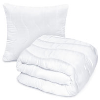 Kołdra Całoroczna 160X200 Cm + Poduszka 70X80 Cm Zestaw Mikrofibra Antyalergiczna Pikowana