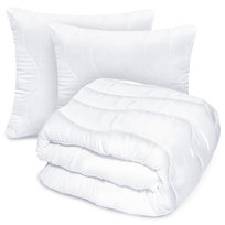 Kołdra Całoroczna 220X200 Cm + 2 Poduszki 70X80 Cm Zestaw Mikrofibra Antyalergiczna Pikowana