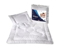 Kołdra dla dzieci 100x135 poduszka 40x60 Actigard 0,60 kg+0,20 kg biała 100% bawełna wykończona substancją antybakteryjną Actigard