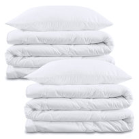 Kołdra zimowa 140 x 200 cm - Pościel Kołdra Pikowana Kołdra do spania Pikowana kołdra Quilt Pościel i kołdry z wypełnieniem Zestaw: 2 x Biała kołdra z 2 sztukami poduszek 80x80