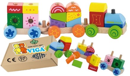 Zdjęcia - Zabawki interaktywne VIGA KOLEJKA Z DREWNIANYCH KLOCKÓW zabawka drewniana niemowląt 2 3 4 5 lat latk 