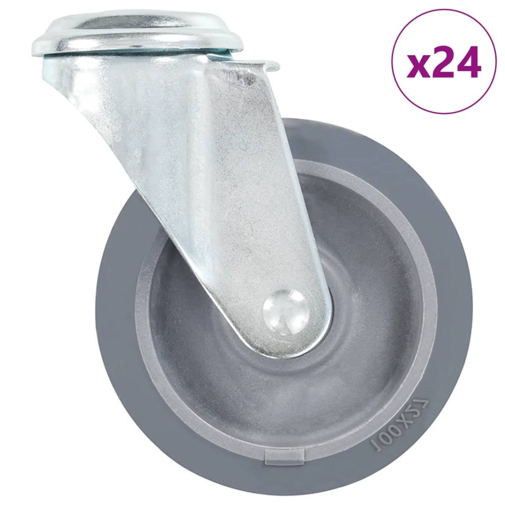 Kółka skrętne z otworem na śrubę VIDAXL, 100 mm, 24 szt.
