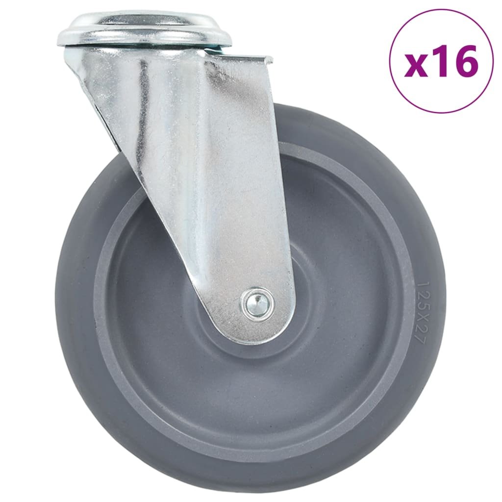 Kółka skrętne z otworem na śrubę VIDAXL, 125 mm, 16 szt.
