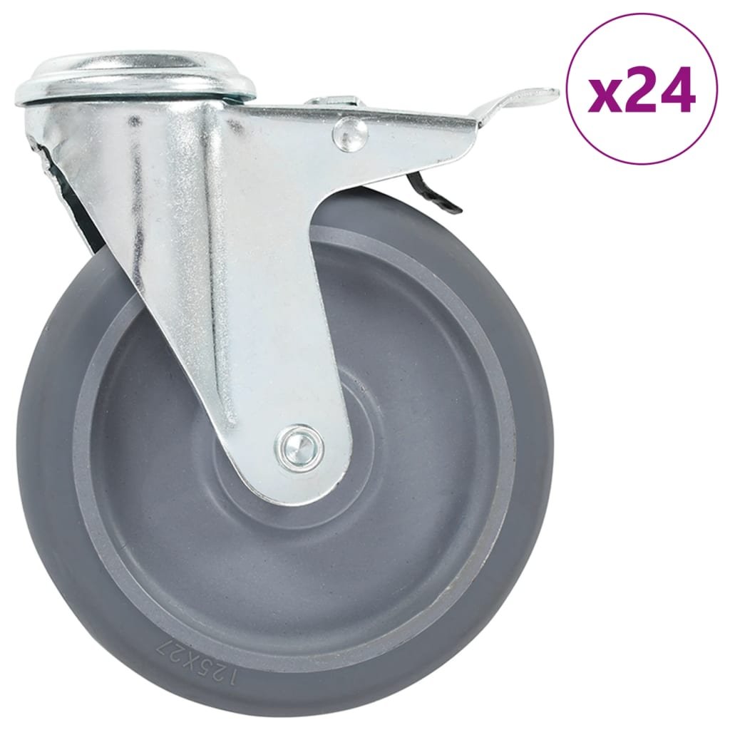 Kółka skrętne z otworem na śrubę VIDAXL, 125 mm, 24 szt.