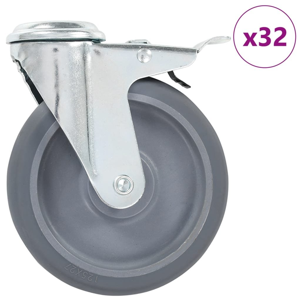 Kółka skrętne z otworem na śrubę VIDAXL, 125 mm, 32 szt.
