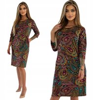 Kolorowa Dzianinowa Sukienka z Kieszeniami Rozmiar 42 Polski Producent