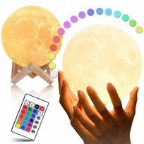 Kolorowa LAMPKA NOCNA 3D Duży Księżyc 48cm MOON MOONLIGHT LED RGB + pilot