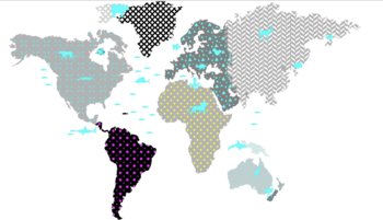 Kolorowa pastelowa mapa świata ze zwierzętami 100 - Dekochmurka