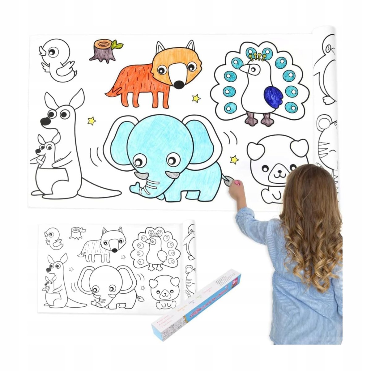 Lweiiws Lot de 3 rouleaux de papier à dessin adhésif pour enfants, 300 x 30 cm