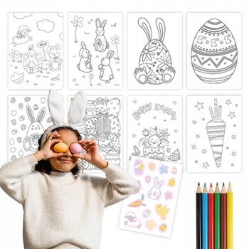 KOLOROWANKI WIELKANOCNE malowanki WIELKANOC prezent naklejki kredki - Inna marka
