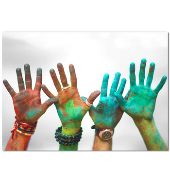 Kolorowe dłonie, Święto Holi, plakat 70x50 - DEKORAMA
