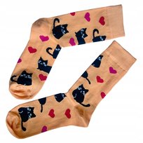 Kolorowe skarpetki z kotami w serca dla kociary 39-42 skarpety w koty