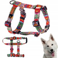 KOLOROWE szelki GUARD dla małego psa spaniela S/M 20 mm Ukory wzorek serca