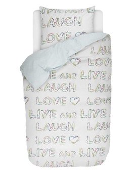 Kolorowy komplet pościeli z bawełny perkalowej z napisami, Esprit, 140 x 220 cm - Esprit