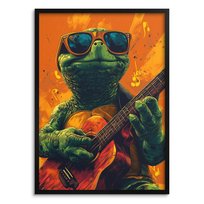 Kolorowy Obraz Plakat młodzieżowy na ścianę dla nastolatka Żółw Muzyka