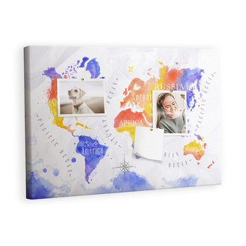 Kolorowy Organizer - Tablica Korkowa z Pinezkami - Akwarela mapa świata 60x40 cm - Inna marka