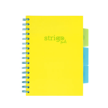 Kołozeszyt STRIGO PADS Project Book A5 kratka z przekładkami Neon żółty - Strigo
