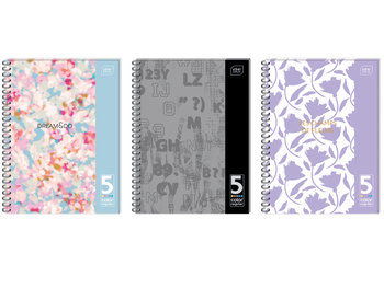 Kołozeszyt Szkolny Biurowy A5 100 Kartek W Kratkę 70G Z Perforacją Interdru 5 Registrów MIX wzorów - Interdruk