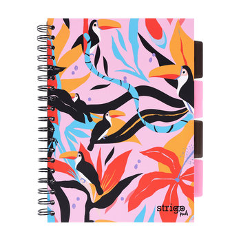 Kołozeszyt w kartkę B5 100k przekładki STRIGO PADS Project Jungla różowy - Strigo