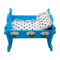 Kołyska dla Lalek Drewniana Handmade + Pościel. Różne Kolory Łóżeczka