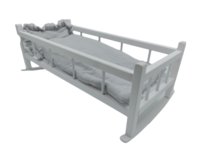 KOŁYSKA DLA LALEK DUŻA 2W1  ŁÓŻECZKO MUŚLIN SZARA Z FALBANKĄ