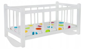 KOŁYSKA DREWNIANA łóżeczko BIAŁE dla lalek z materacem poduszką zabawka dla dzieci - PEEWIT