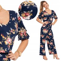 KOMBINEZON DŁUGI DAMSKI KWIATOWY WZÓR KOBIECA PODKREŚLONA TALIA MORAJ M PATT1