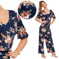 Kombinezon Długi Damski Kwiatowy Wzór Kobieca Podkreślona Talia Moraj M Patt1