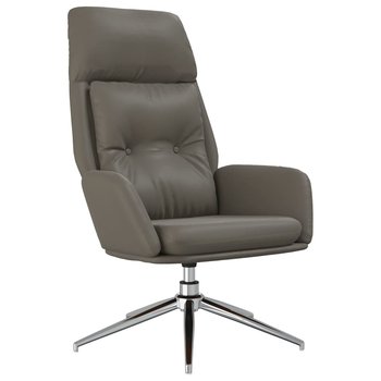 Komfortowe krzesło obite skórą, szare, 70x77x94cm - Zakito