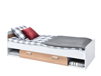 Komfortowe Łóżko z dużym pojemnikiem na pościel, Dąb-Biały, Codi, C13 - MEBEL-PARTNER
