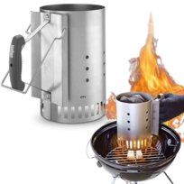 KOMIN DO ROZPALANIA GRILLA MAŁY Weber Komin do WĘGLA BRYKIETU stal