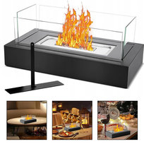 KOMINEK NA BIOETANOL STOŁOWY 35X18 CM Z KLOSZEM I GAŚNICĄ NOWOCZESNY