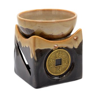 Kominek zapachowy brązowy, podgrzewacz ceramiczny do olejków i wosków - ANCIENT WISDOM