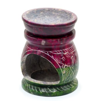 Kominek zapachowy kolorowy ze steatytu do olejków i wosków, kamień mydlany - ANCIENT WISDOM