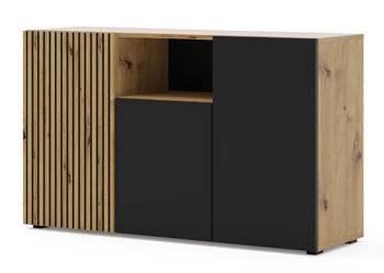 Komoda Auris 3D 135 Cm Dąb Artisan / Czarny Mat - BIM Furniture