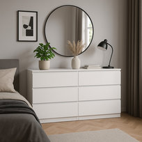 Komoda AVEN 120 cm - 6 szuflad - biała - salon, sypialnia